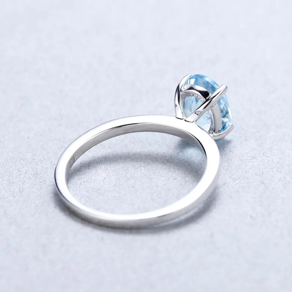 Gem's Ballet 2.36Ct Овальный натуральный Небесно-Голубой топаз драгоценный камень кольцо 925 пробы серебряный камень для рождения, солитер обручальное кольцо для женщин