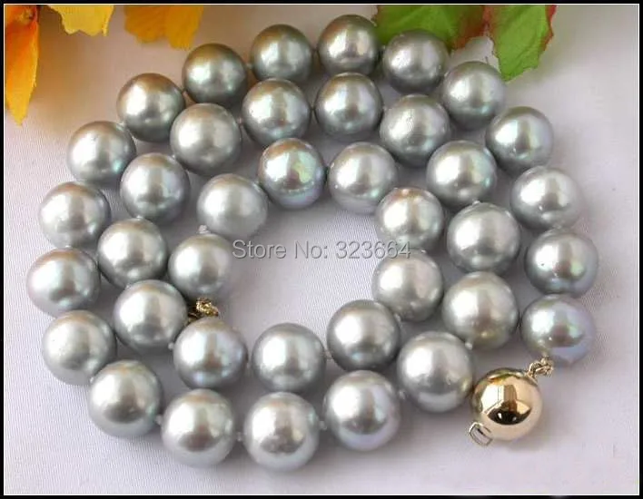 

AAA+++ 17.5" 12MM GRAY ROUND FW CULTURED PEARL NECKLACE