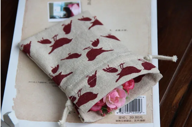 Подарочная упаковка из джутового льна с птицей 9x12 см 10x15 13x17 Упаковка 50 детских