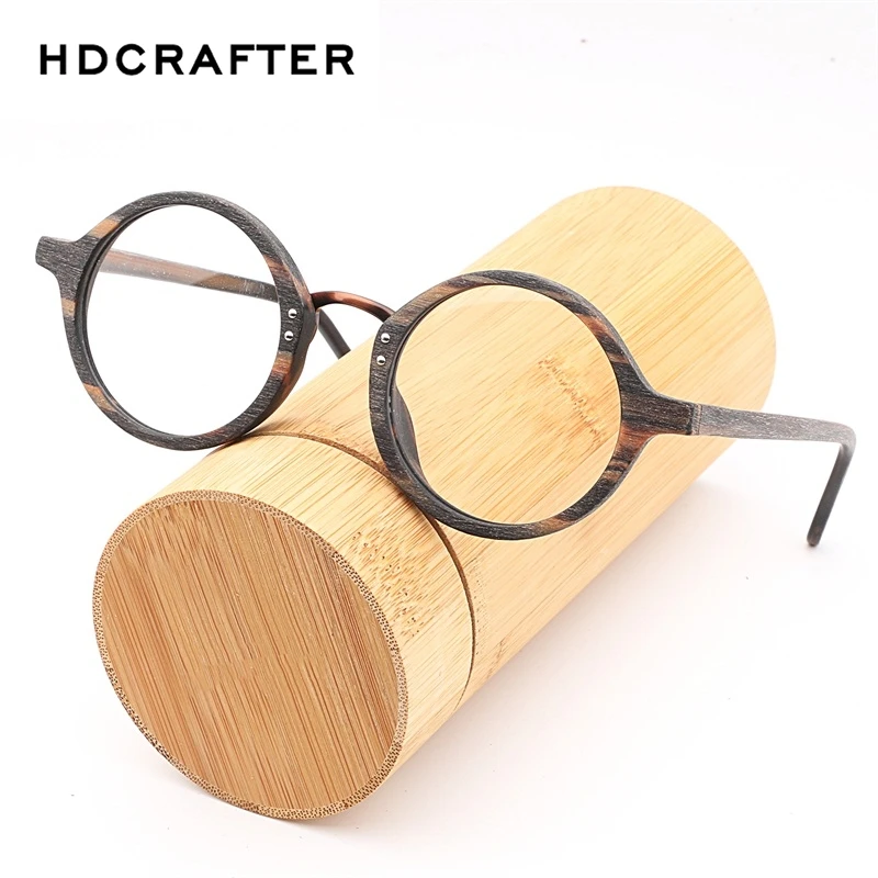 Винтажные круглые оправы для очков HDCRAFTER в стиле ретро деревянные очки коррекции
