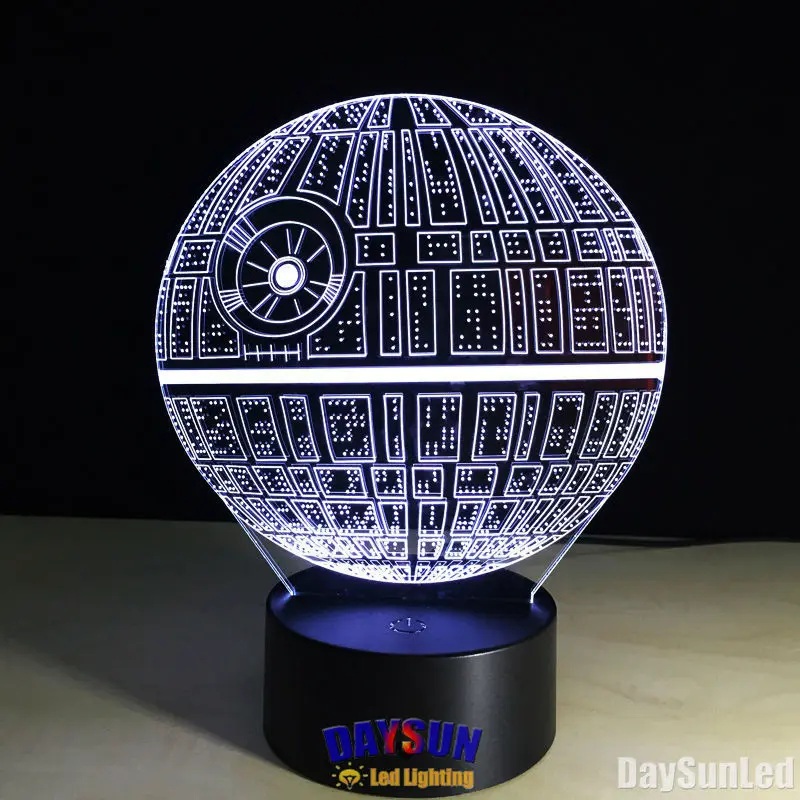 Лидер продаж 2016 года Star Wars Death 7 цветов 3d светодиодный ночник все Цвет Flash в свою
