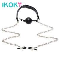 ikoky oral fixation with nipple clamp adult games nipple stimulator sex toys for women men couple flirting open mouth ball gag