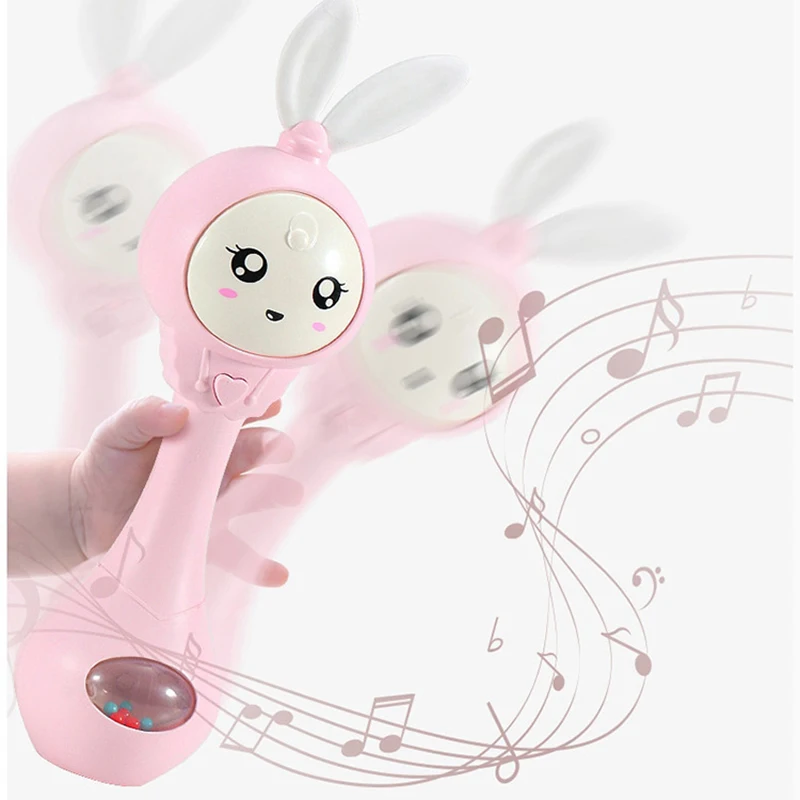 

2020 New Baby Rabbit Shape Teether Rattle Toy Music Playing Hand Bells Toys