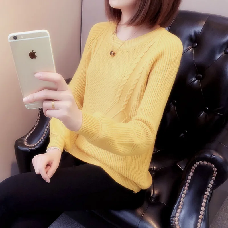 women's sweater short new lazy wind spring and autumn candy color solid bottoming shirt | Женская одежда