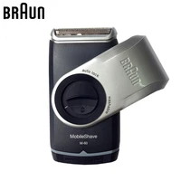 braun electric shaver m60 portable washable face care hair mustache razor metallic silver safety use 2 aa batteriesnot include