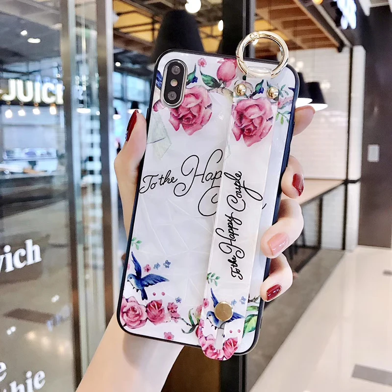 2019 Diamond Crystal Case with Holder Strap for iPhone 7 8 plus 6 6s Flower 3D XS MAX XR X Shinning |