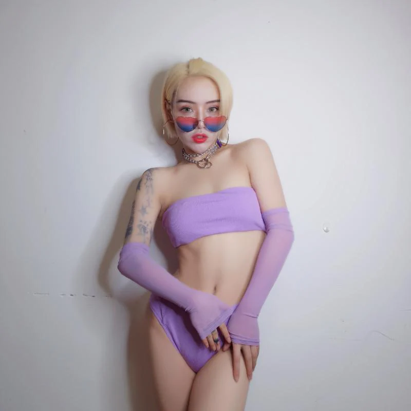 Женский костюм для джазового танца фиолетовый спортивный ночного клуба ГОГО