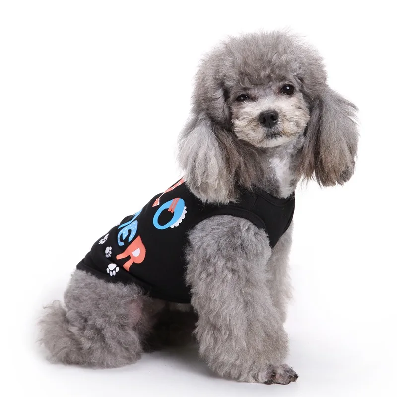 Одежда для собак мягкая летняя футболка из 100% хлопка черный верх с надписью жилет