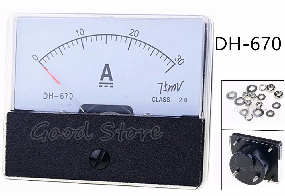 DC DH-670 1A 2A 3A 5A 10A 15A 20A 30A 50A 75A аналоговые Панель Амперметр измерительный прибор