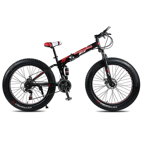 Высокое качество 26 дюймов 21 скоростной складной fatbike 26*40 fat tire дорожный велосипед Снежный велосипед fat bike в России велосипедная дорога - Цвет: Black red
