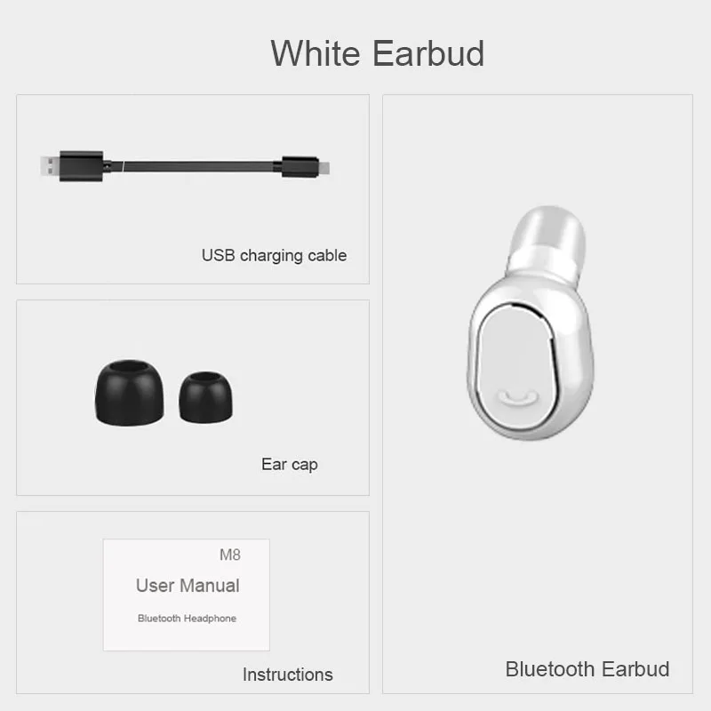 White YOU FIRST M8 Беспроводные наушники Bluetooth гарнитура спортивные стерео Bluetooth наушники с микрофоном для мобильного телефона iPhone - Цвет: White