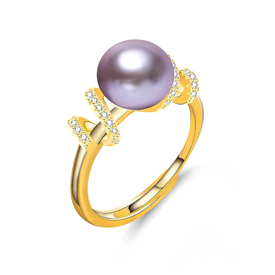 purple pearl 925 пробы серебряные кольца для женщин с высоким блеском кольцо с натуральным пресноводным жемчугом Ювелирные изделия из жемчуга модное Золотое кольцо Lindo - Цвет камня: purple pearl