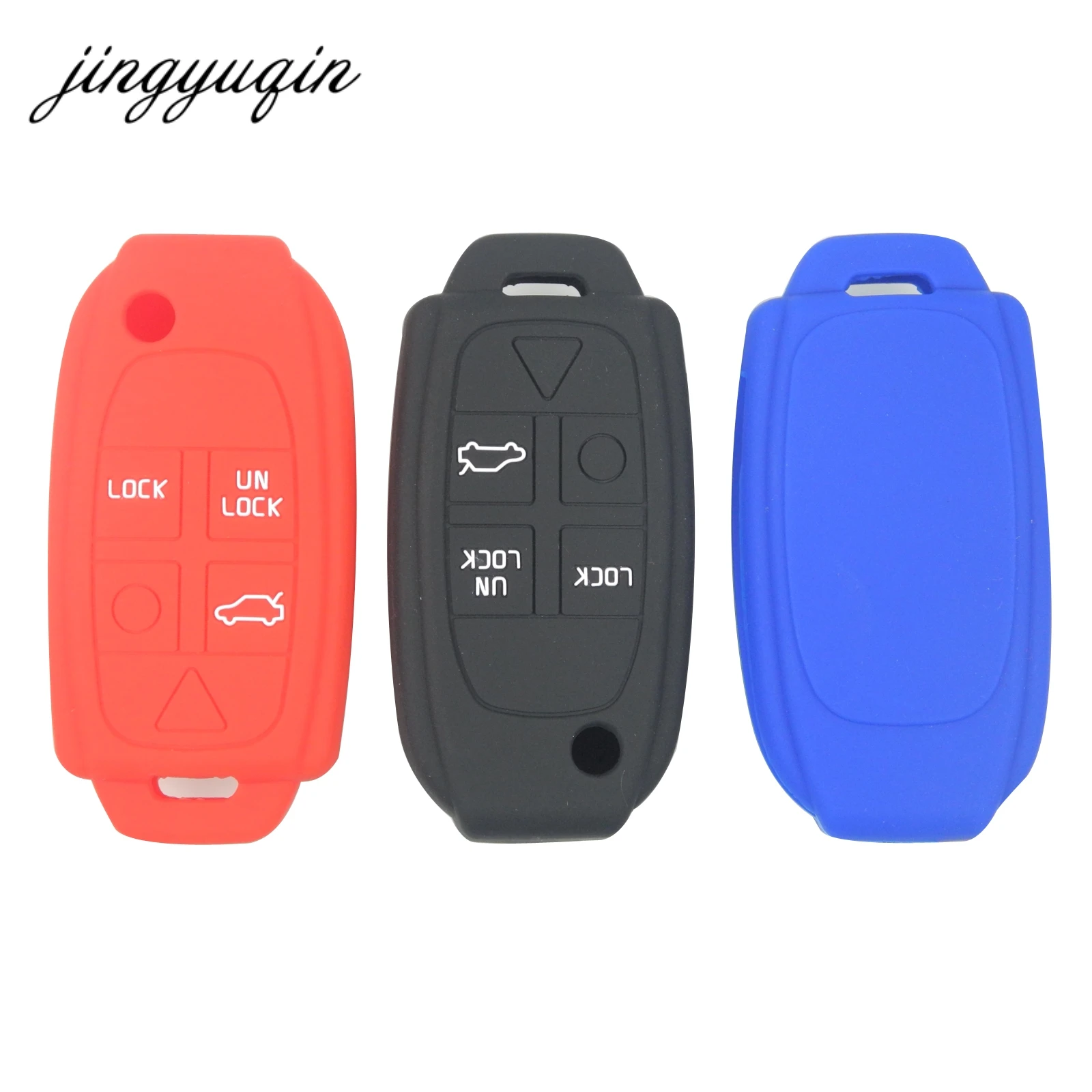 

jingyuqin Silicone Rubber Car Key Case for Volvo S80 S60 V70 XC70 XC90 D05 Folding Flip Remote 5 Button Key Cover