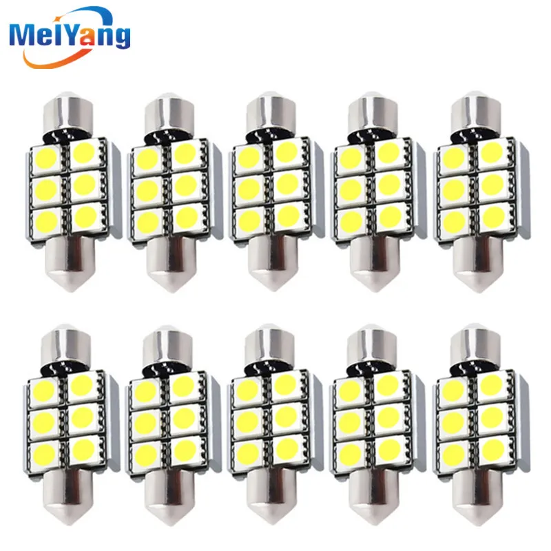 10 шт. 36 мм 6 SMD 5050 Чистый Белый купол Festoon CANBUS OBC безошибочный автомобиль