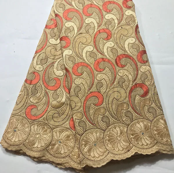 High Quality Swiss Voile Laces Switzerland Cotton African Dry Lace Fabric 2020 Nigerian 5 yards ESH033 gold | Дом и сад