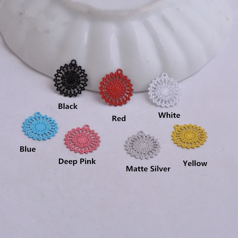100 шт AC2572 цветная филигранная круглая подвеска в форме солнца DIY filigrane pour bijoux 11 мм* 13 мм
