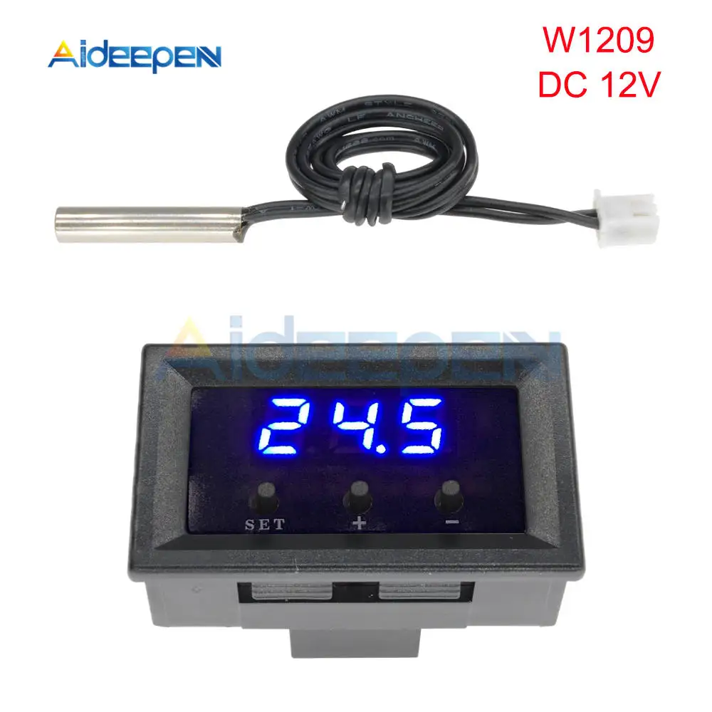 W1209 W1209WK DC 12 В AC 110-220 В термостат контроль температуры светодиодный цифровой термометр термо-переключатель тестер модуль NTC датчик - Цвет: W1209 12V Blue