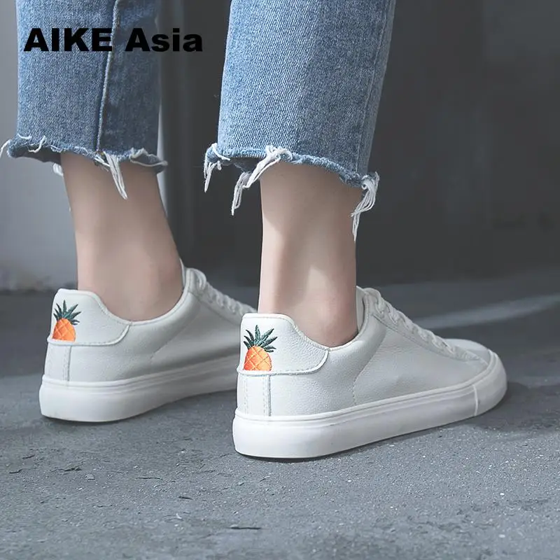 

HOT Women Sneakers Fashion Breathble Vulcanized Shoes Platform Lace up Casual White Tenis Feminino Zapatos De Mujer Pu leather 8