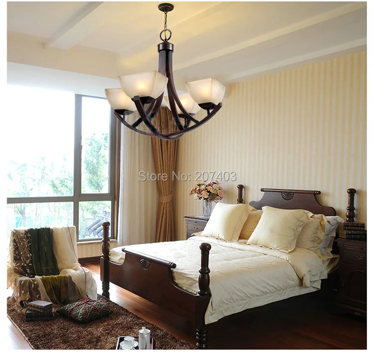 Rustic wrought iron chandelier lighting European American retro living room Village Restaurant industrial droplight | Лампы и