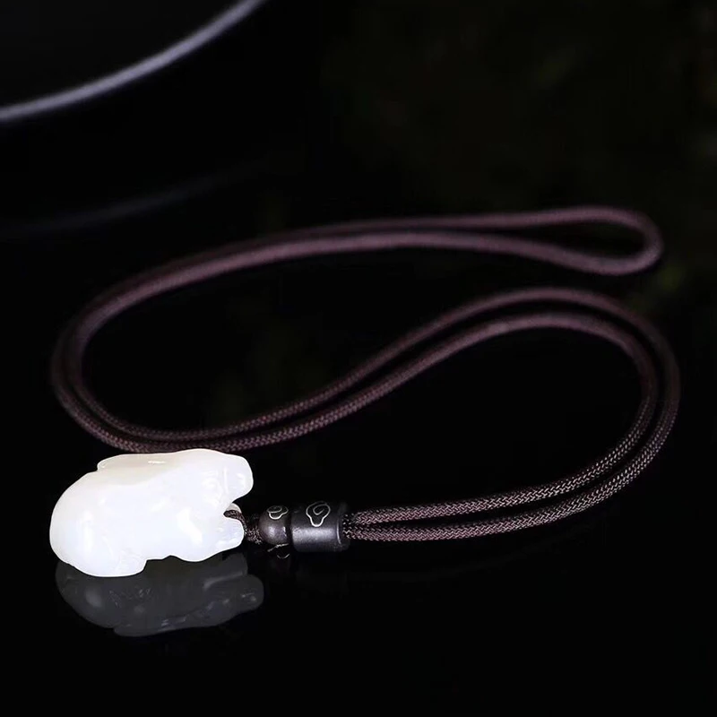 Wholesale Fine Xinjiang Hetian White Natural Stone Pendants Carving Rabbit Pendant Necklace Rope Women Men JoursNeige Jewelry | Украшения и