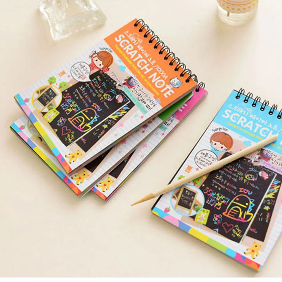 DIY Творческий граффити тетрадь черная страница магический рисунок книга блокнот