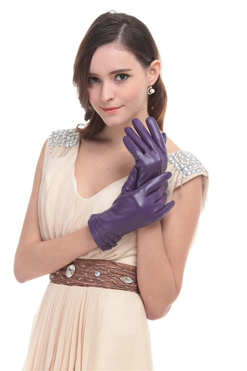 Женские перчатки из натуральной кожи фиолетовые кожаные перчатки|gloves purple|women genuine