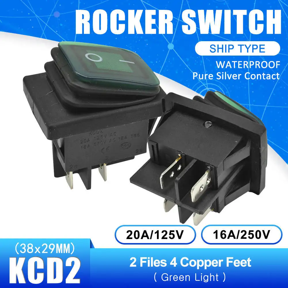 ON-OFF 4 PIN KCD2 водонепроницаемый кулисный переключатель ВКЛ-ВЫКЛ-ВКЛ 4PIN 6PIN Кнопка лодка-образный водонепроницаемые переключатели со светом 15а 250 В - Цвет: ON-OFF 4 PIN