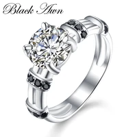 black awn 3 9gram 925 sterling silver jewelry black stone wedding rings for women femme bamboo knot finger ring c347