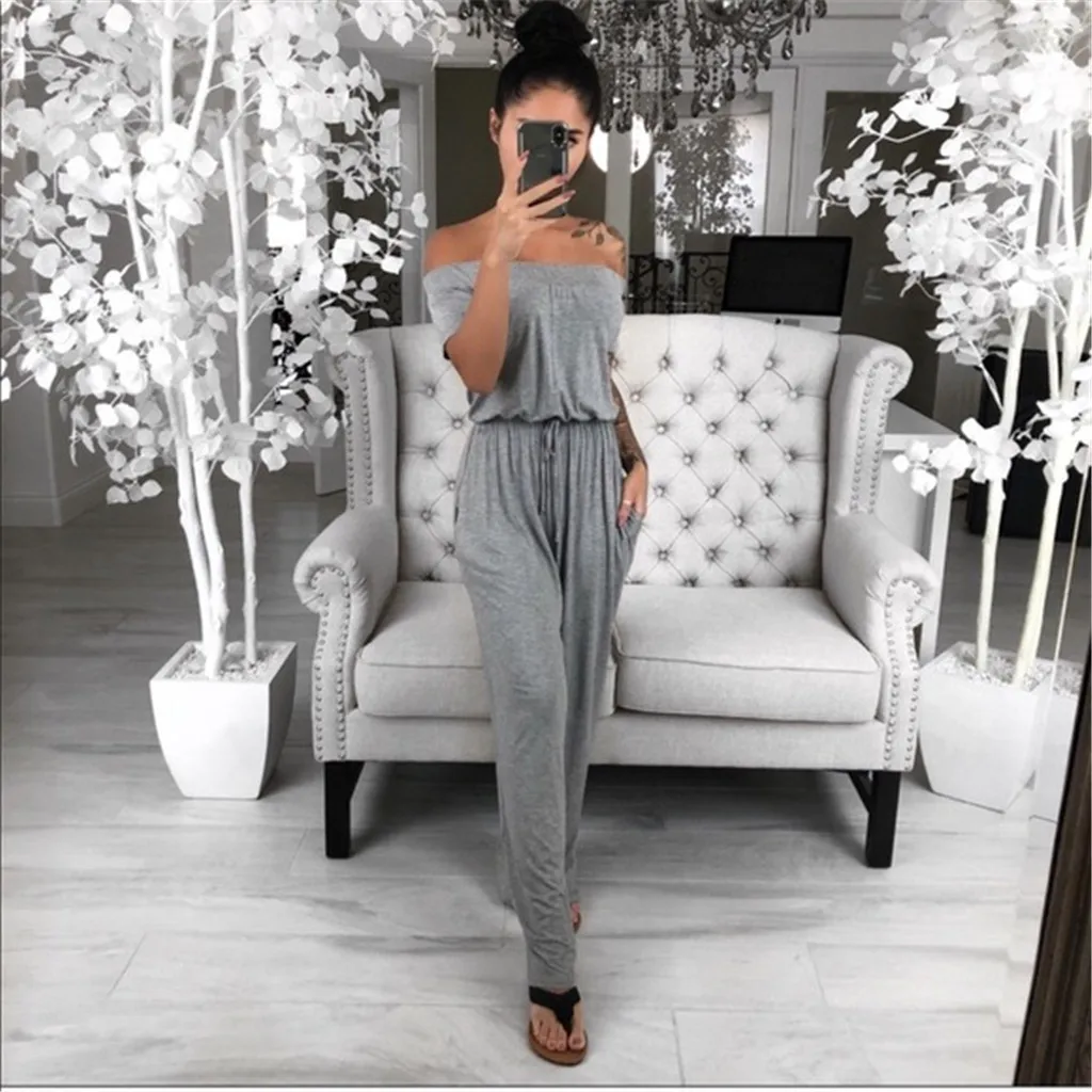 Женский сексуальный комбинезон в горошек с открытой спиной свободные брюки