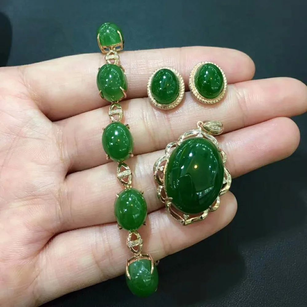 Набор яшмы Boutique Hetian 18 К золото с алмазной инкрустацией | Украшения и аксессуары