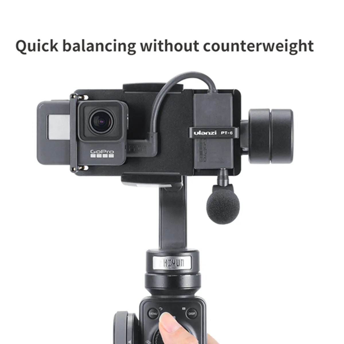 PT-6 для Gopro Vlog пластина с микрофоном адаптер для 3 оси Gimbal Moza Mini S Smooth 4 Vimble 2 Vlogging металлический чехол для Gopro 7 6