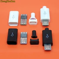 chenghaoran 20sets soldering welding wire link usb cable diy micro usb male plug connectors kit with covers black white