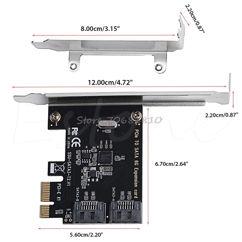 PCIE PCI Express к SATA3.0 2 портовый SATA III 6G контроллер расширения адаптер карта Прямая