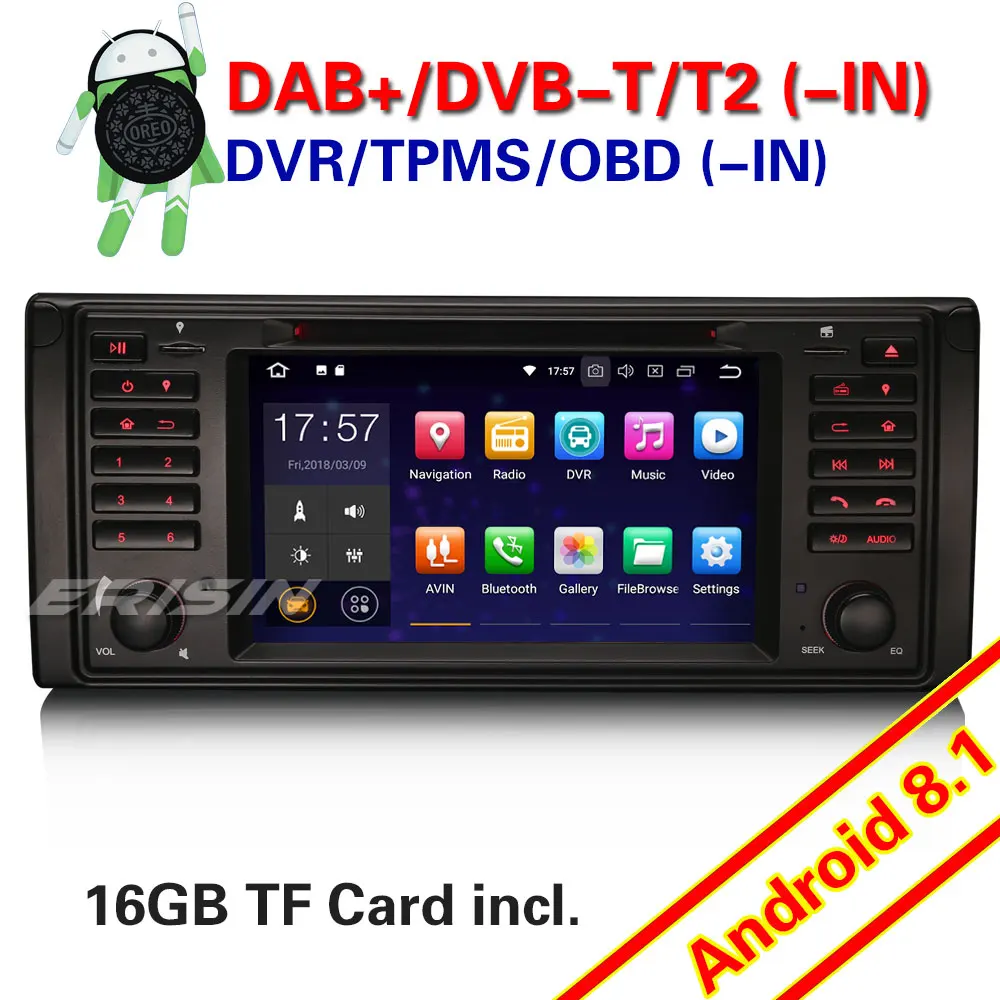 Erisin ES3839B Android 8 1 7 дюймов dvd Quad core RMA 2G PX30 для E39|Автомагнитолы| |