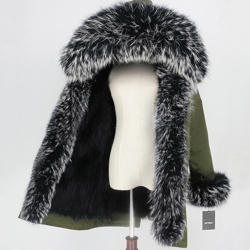 OFTBUY, водонепроницаемое пальто с натуральным мехом, длинная парка, зимняя куртка для женщин, натуральный мех енота, воротник, капюшон, подкладка из лисьего меха, теплая уличная одежда