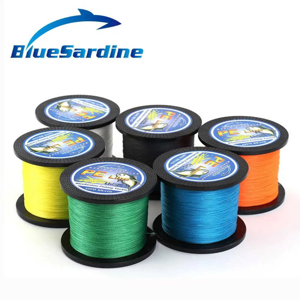 

BlueSardine 500M Braided Fishing Line Multifilament PE 4 Braid Fishing Wires Fishing Tackle 12 14 16 20 25 30 40 50 60 90 LB