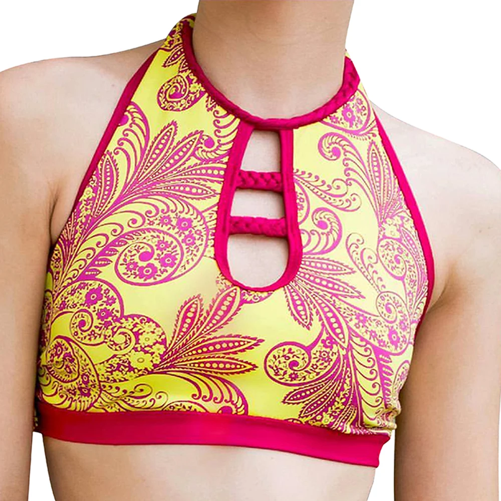 Высокая Шея Бикини Трикотажные Бинты Купальники Женщины Push up Купальник Винтаж