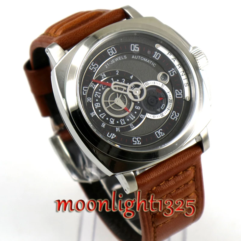 Мужские часы Modisch механические с сапфирами и черным циферблатом 44 мм|Мужские