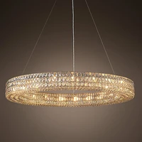 led e14 vintage american stainless steel crystal ring led light pendant lights pendant lamp pendant light for dinning room foyer