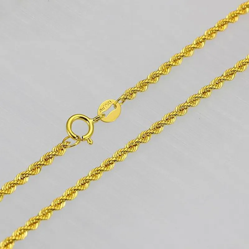 Новая настоящая 18k цепочка из желтого золота Женское и мужское ожерелье с
