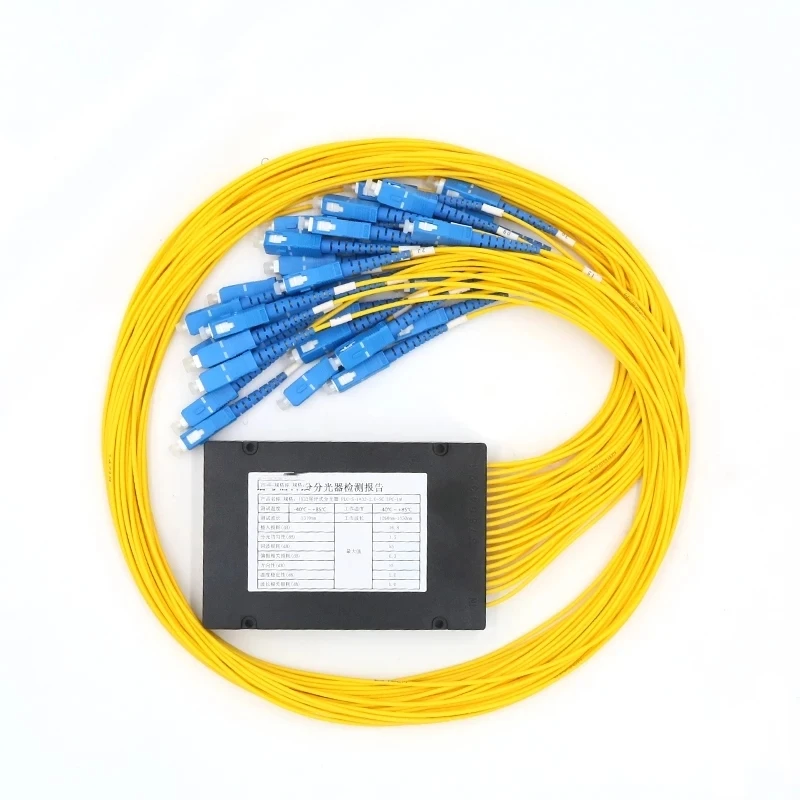 2PCS 1*32 PLC splitter ABS box type SC FC 1mtr 2.0mm 3.0mm yellow cable 1X32 Cassette FTTH coupler ODN free shipping factory