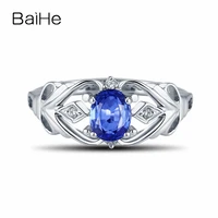 baihe natural sapphire ring for women solid 18k white gold wedding band engagement ring man ring smart fine jewelry ring