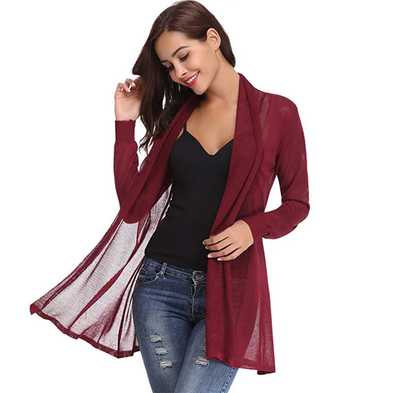

2019 Women Mesh See Through Open Cardigan Sweater Casual Jacket Coat Tops Long Sleeve Jacket Coat Mesh Top Fall Autunm New Style