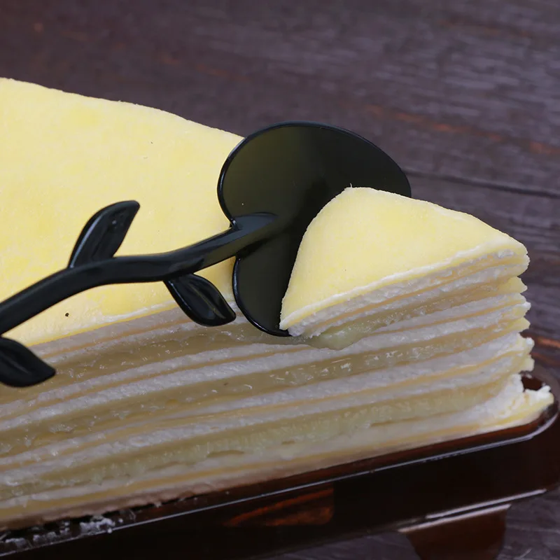 4000 шт./лот одноразовая пластиковая ложка Форма листа ручка Совок Десерт