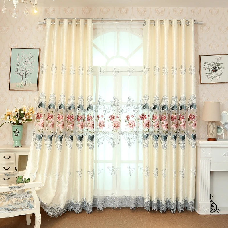 Европейские Роскошные полые растворимые вышивальные оконные шторы для гостиной