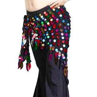 11 colors belly dance clothing long tassel argentina triangle belt hand crochet women belly dance hip scarf coins belt
