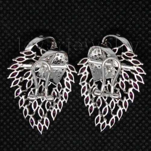 Loverjewelry, женские серьги, 18 К, белое золото, бриллиант, розовый Рубин, висячие серьги, огранка маркиза, вечерние, подарок, серьги, ювелирное изделие