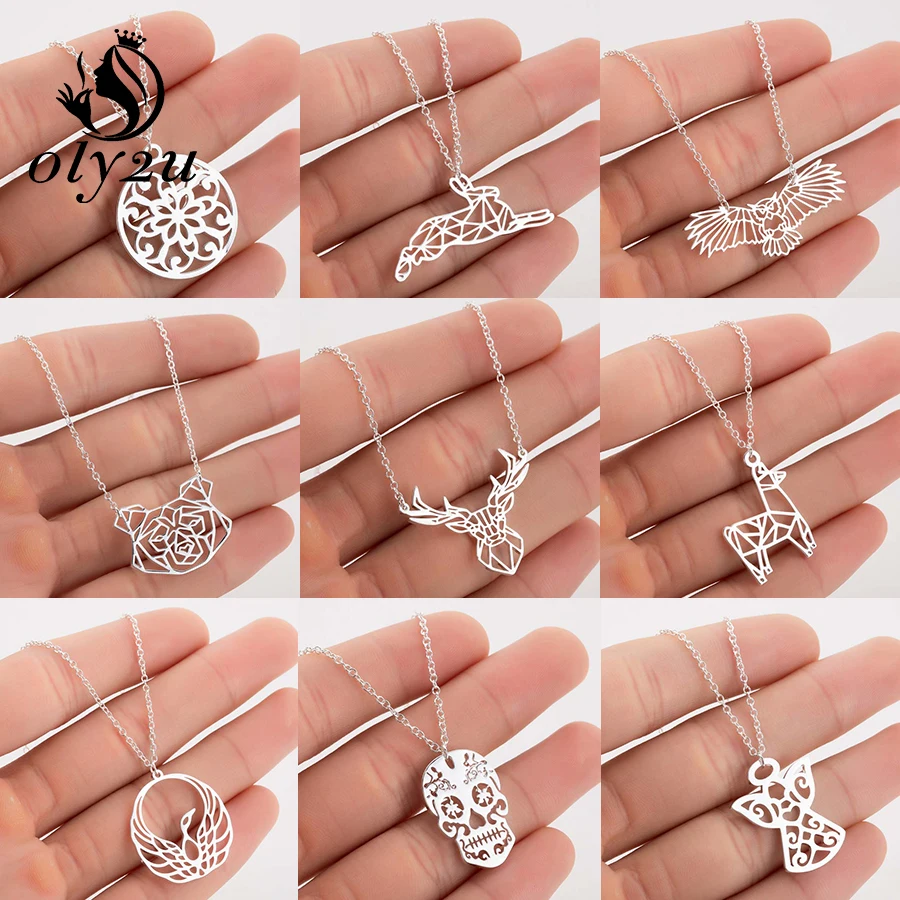 

Oly2u завод ожерелье в виде цветка мандалы цепные Чокеры для женские ожерелья и кулоны из нержавеющей стали колье femme аксессуары