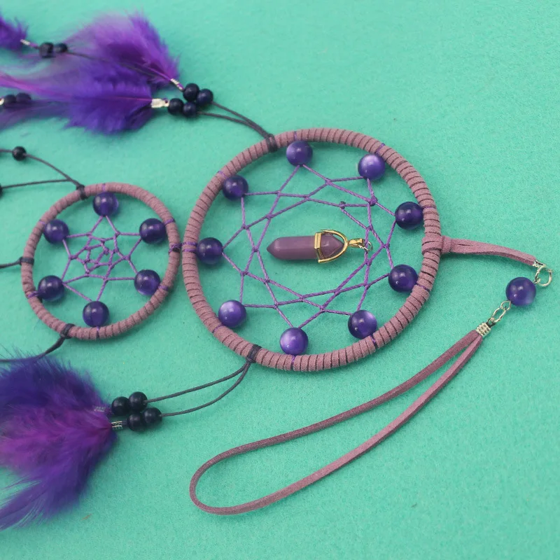 

Purple Second Ring Crystal Pendant Dream Catcher Feather Ornament Indian Feather Pendant Car Pendant Car Birthday Gift