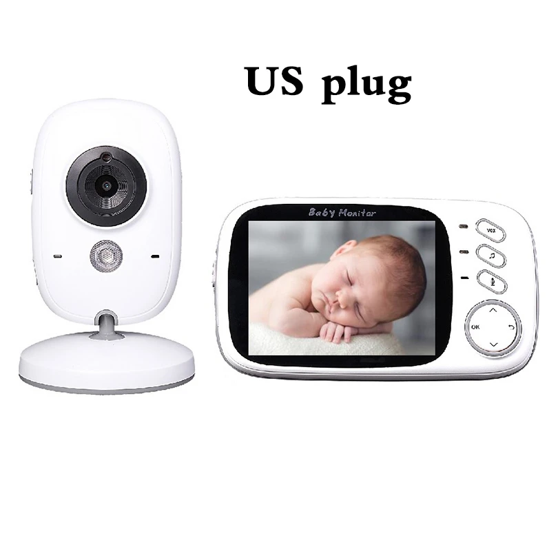 US plug Wireless Video Color Baby Monitor with 3.2Inches LCD 2 Way Audio Talk Night Vision Surveillance Security Camera Babysitter - Цвет: US plug